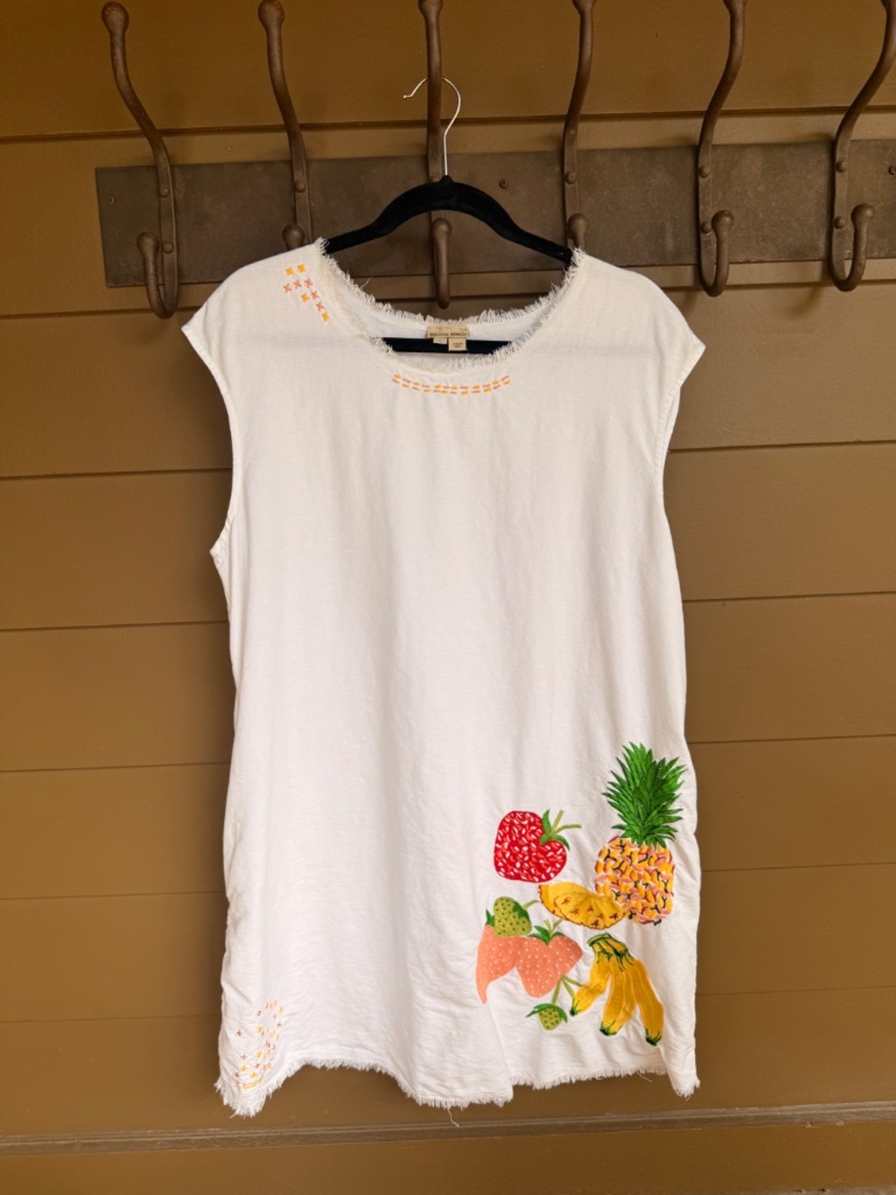Holding Horses Summer Dress, Size Large in White with Embroidery